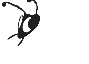 Représentation d'une tête de termite en animation gif, elle cligne des yeux